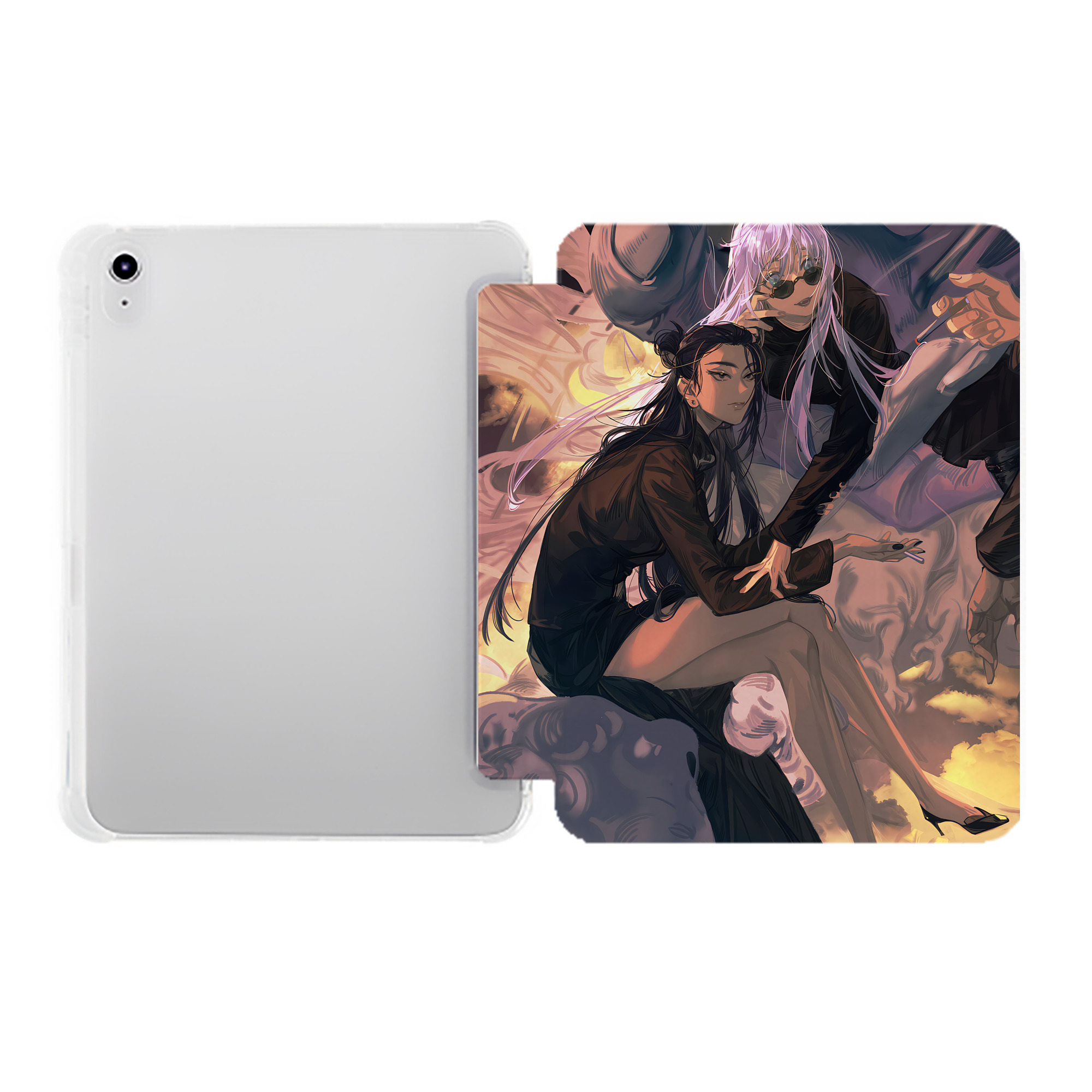 （画像用） 呪術廻戦 Jujutsu Kaisen IPad ケース ペン収納付き 三つ折りスタンド PUレザー×シリコン 対応機種9.5/10.5/10.9インチ